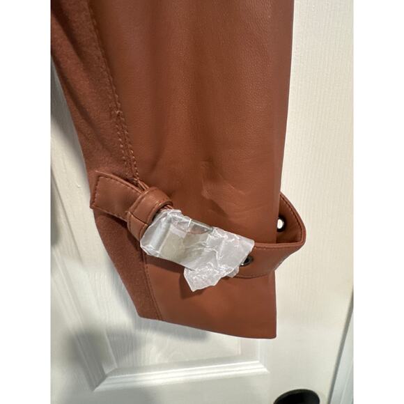 Ookie & Lala Drape Moto Faux Ponte Jacket in Luggage Color Size XL - Picture 9 of 9